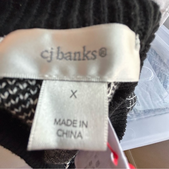 NWT CJ Banks black white knit cardigan sweater Size X/14W - Picture 8 of 11